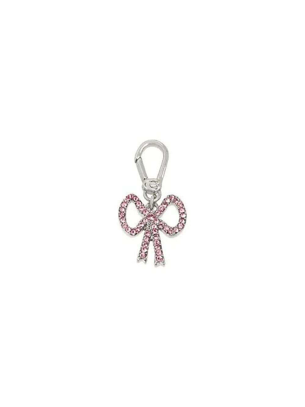 COACH Silvertone & Pink Swarovski Crystal Collectible Bow Charm